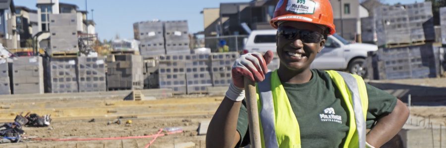 Corpmember on construction site.